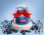 Gameboy blue clear slime Hivepod with game controller charm and crunchy slime add-ons